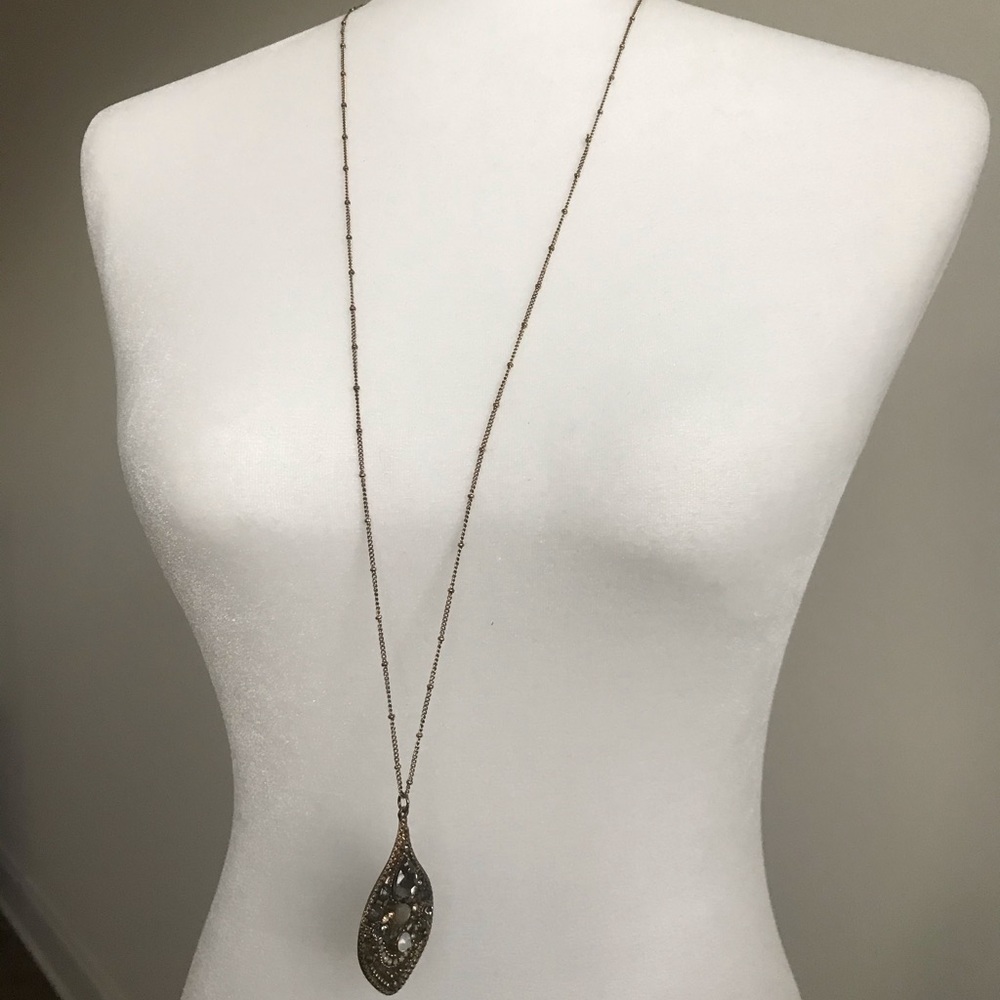 Long Necklace with multicolor stone pendant